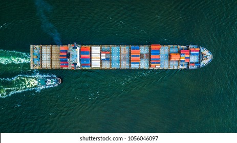 Container cargo ship import and export business, Freight transportation import export logistic.