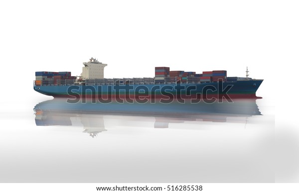 Container Cargo Ship Isolated On White Stock Photo (Edit Now) 516285538