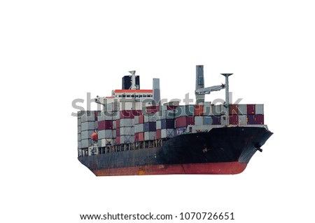 Container Cargo ship in the ocean. Freight Transportation. Clip paths