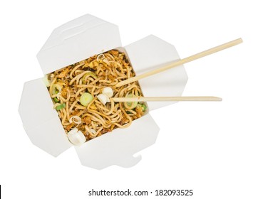 Container With Fast Food Noodles Top View