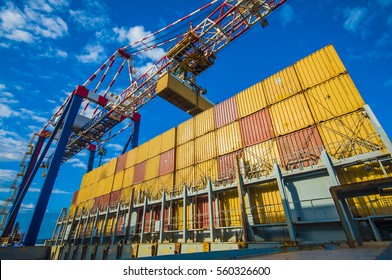 Container Operation In Port Of Rotterdam Europort