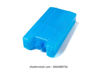 Container, Refrigerant Box For A Cooler Bag, Cold Storage Batteries, Refrigerant Tanks, Blue Ice Pack, Ice Cooler On A White Background