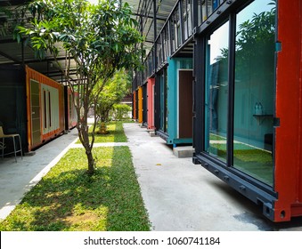 Container Room Home Building Design In Modern And Modular Style With A Garden In Front Of The Room Looks Beautiful.