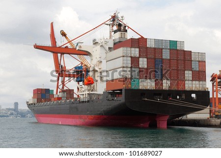 Similar – Foto Bild Containerterminal im Hafen bei Nacht.