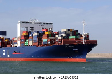 The container ship APL Lion City will leave the port of Rotterdam on March 12, 2020.