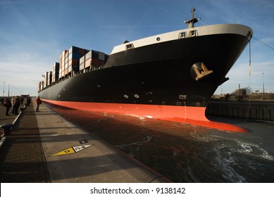 Container Ship In The Harbor