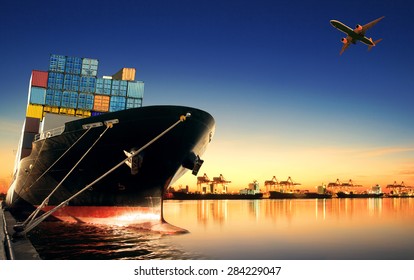 container ship in import export   business logistic
