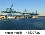 container ship in the port of algeciras, spain