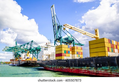 Container Ship In The Port Of Antwerp