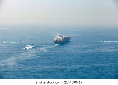 Container Ship Sails The Red Sea. Saudi Arabia