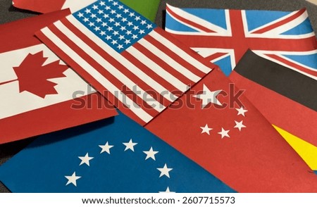 Container tariffs word on Flag of the United States of America background. Tariff US trade war with Canada and Mexico.