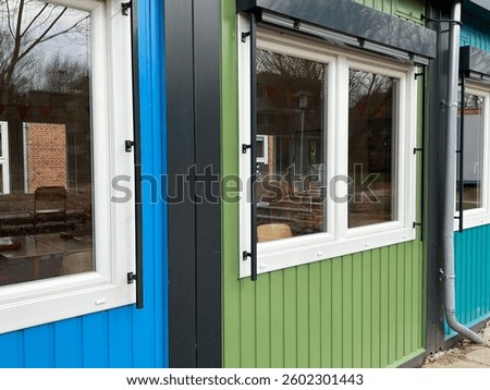 Container as a temporary classroom for a school