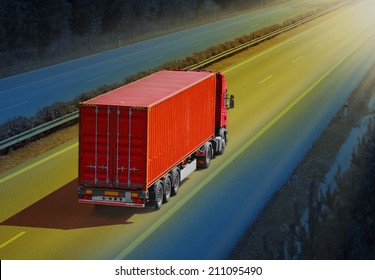 Container truck on the highway.