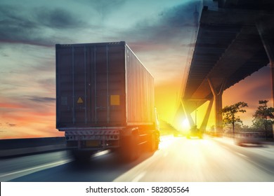 Container truck on the highway.