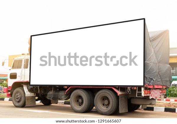 container trucks\
Logistic by Cargo truck on the road .empty white billboard .Blank\
space for text and\
images.