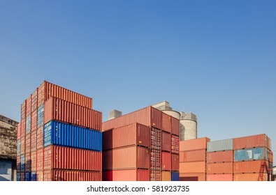 Containers box from Cargo freight ship for import export,logistic concept