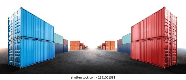 Containers box isolated on white background from cargo freight ship in dockyard with copy space, logistics import export business concept - Powered by Shutterstock