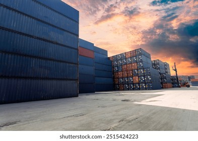 Containers in the port, Shipping and Transportation concept