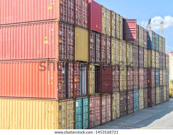 Containers in port used for maritime transport.\
July 16, 2019, Kocaeli,\
Turkey