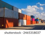 Containers stacked  - Shipping containers being unloaded at port facilities in Ashdod, Israel