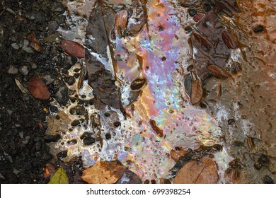 Contaminated Water With Fuel, Metallic Color Background