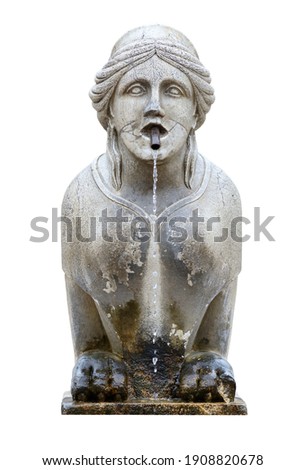 The Contarini fountain in the city of Bergamo, Italy. Isolated on white background