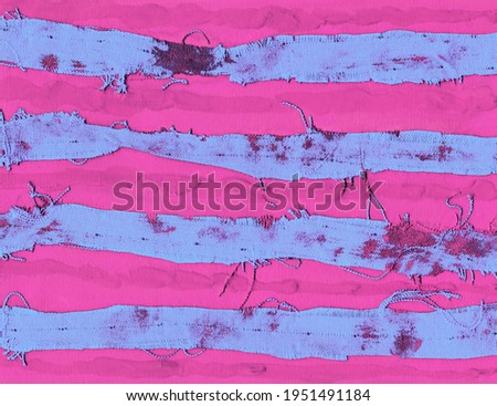 Contemporary abstract art illustration. Horizontal fabric strips and color paint texture. Colorful background expressive impressionist modern painting banner postcard poster. Grungy paper texture