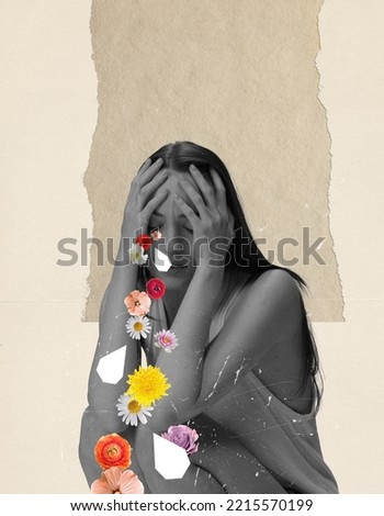 Similar – half of a girl’s face with a white lily and closed eyes