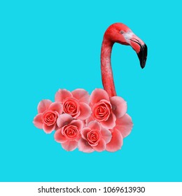 Contemporary Art Collage, Flamingos Lover