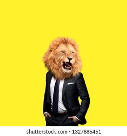 Contemporary art college, man in the form of a lion
