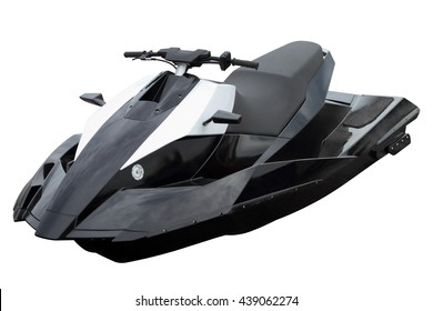 Contemporary Black Jet Ski Isolated On White Background