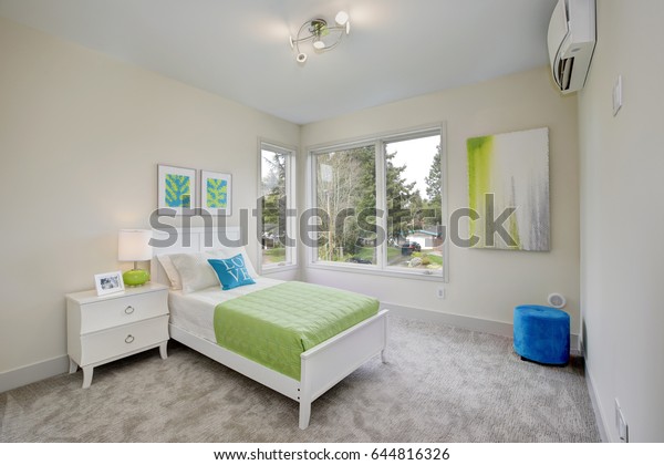 Contemporary Blue Green Kids Bedroom Walls Buildings