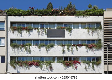Contemporary Building with Vertical Gardens and Rooftop Terrace