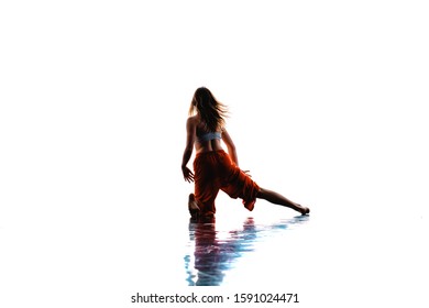 Contemporary dancing performer in a dance practice class