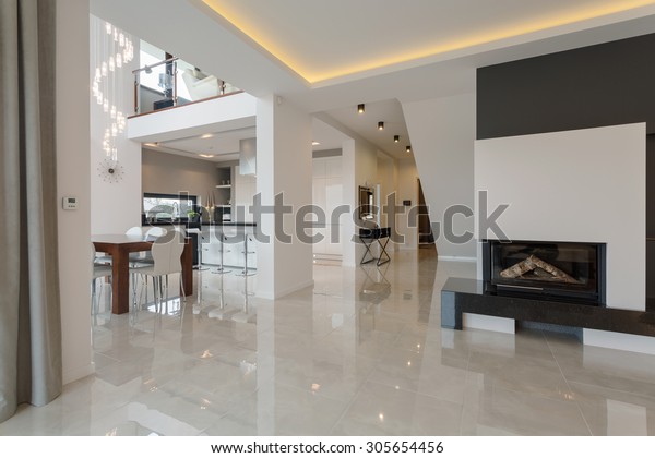 Contemporary Designed Interior Big Expensive House Stock