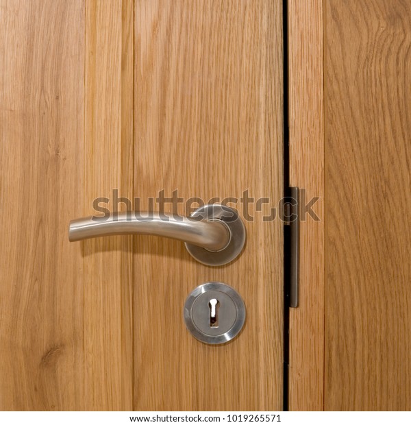 Contemporary Door Handle On Closed Solid Stock Photo Edit Now