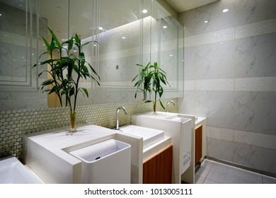 Contemporary interior of public toilet