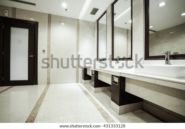 Contemporary Interior Public Toilet Part Luxury Stock Photo (Edit Now