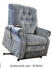 Contemporary Lift Chair With Recliner In Blue Tweed Fabric