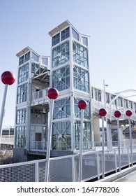 Contemporary Light Rail Station In Denver, Colorado.