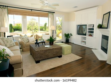 Contemporary Living Room In Earth Tones