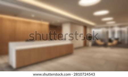 A contemporary office reception area featuring a sleek reception desk, warm wood paneling, and inviting seating arrangements, creating a professional and welcoming atmosphere.