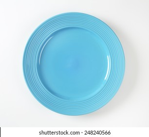 Contemporary Shallow Blue Dinner Plate With Rim