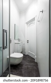 Contemporary Small Bathroom Interior Design. Glass Shower Stall