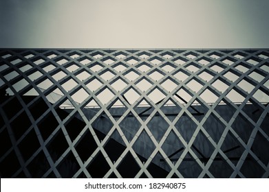 Contemporary structure with artistic composition. 