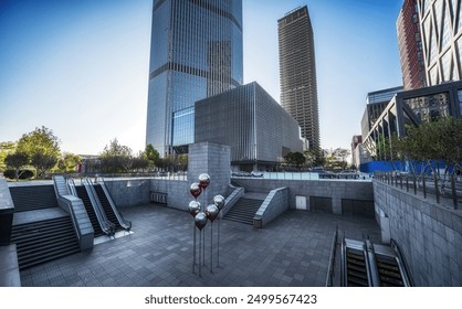 Contemporary Urban Plaza with Art Installation - Powered by Shutterstock