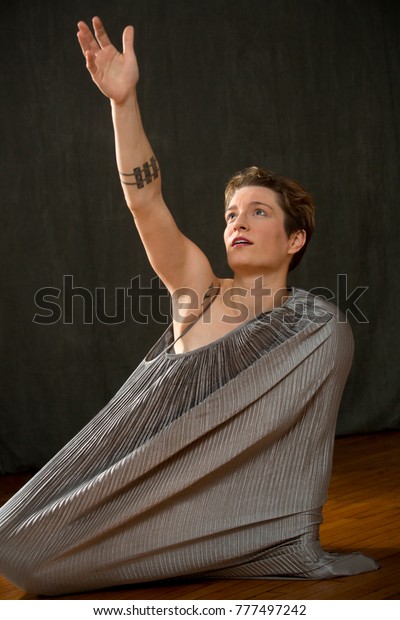 Contemporary Young Woman Dancer Short Hair Stock Image Download Now