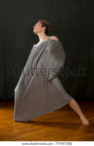 Contemporary Young Woman Dancer Short Hair People Stock Image