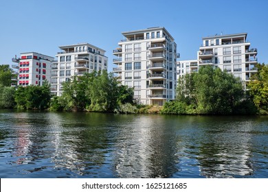 Contemporay apartment houses at the river Spree in Berlin, Germany