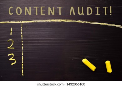 Content Audit! With Color Chalk. On Blackboard Concept